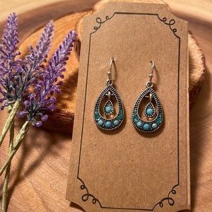 Silver and turquoise dangle earrings . Never worn